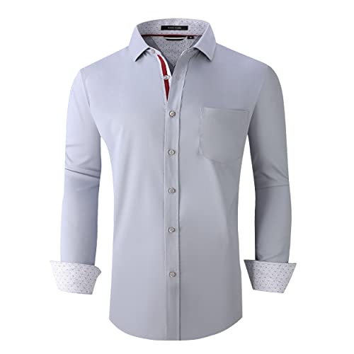 Alex Vando Mens Bamboo Dress Shirts Wrinkle Free Regular Fit Stretch Button Down Shirt
