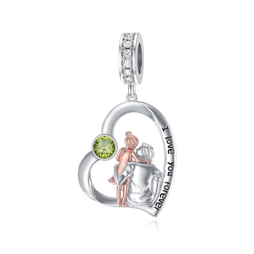 Image of PROESS Father Mother Daughter Charm fit Charms Bracelet Sterling Silver Charms for Bracelets Birthday Valentines Day Gifts for Daughter Mother Lover