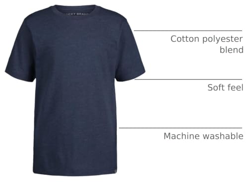 Image of Lucky Brand Boys' Short Sleeve Key Solid Crew Neck T-Shirt, French Navy, 18-20