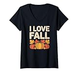 Photo Gallery donna i love fall zucca ghianda foglie maglietta con collo a v Photo Gallery donna i love fall zucca ghianda foglie maglietta con collo a v