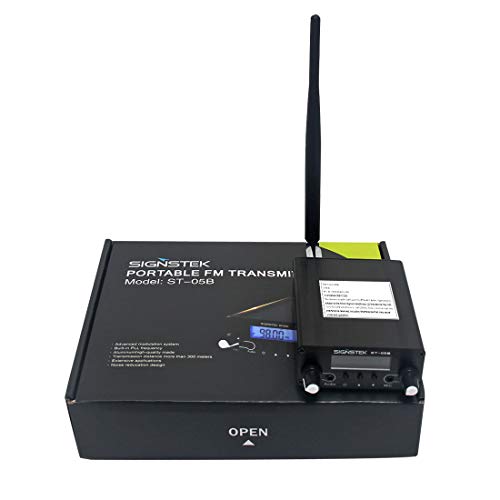 Signstek ST-05B FM Transmitter for Church, Dual Mode Long Range Stereo Broadcast with Antenna, Black