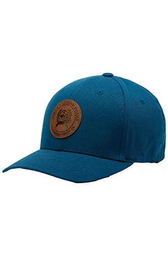 Cinch Men's Blue Fitted Leather Logo Patch Flex-Fit Mesh-Back Ball Cap Blue S M
