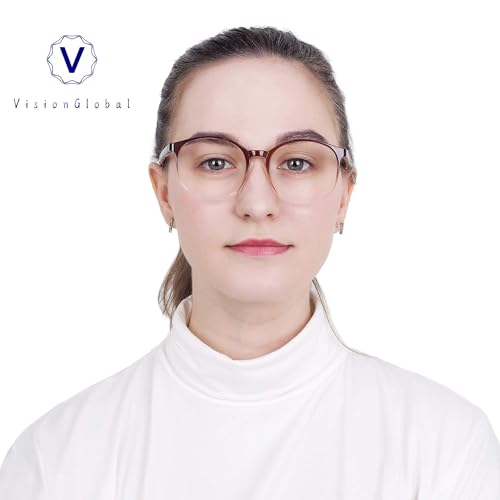 Image of VisionGlobal Blue Light Blocking Glasses, Lightweight Oval Frame, Computer Glasses for Gaming, Office, TV