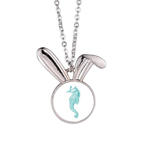 Collier hippocampe motif lapin bleu idée cadeau original pour anniversaire