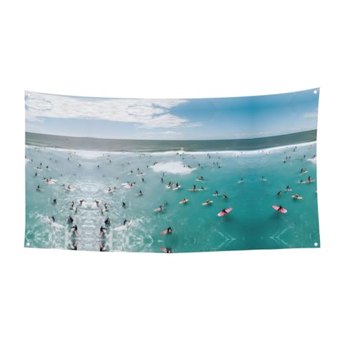MINDBBDFJ Beach Surf Print Banners And Signs For Outdoor/Indoor,Personalized Banner Customizable Parties Halloween Banner (180x90cm)