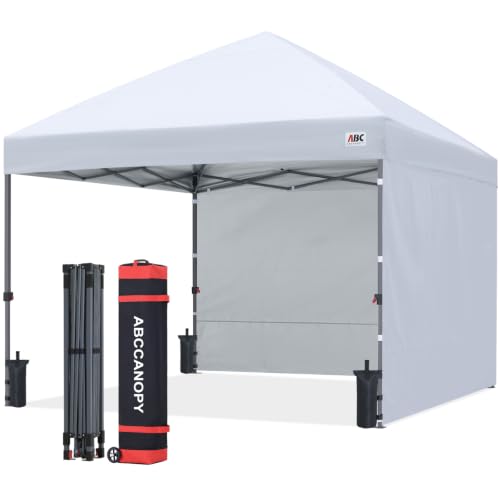 ABCCANOPY 10x10 Pop-up Canopy Tent with 2 Sidewalls, White