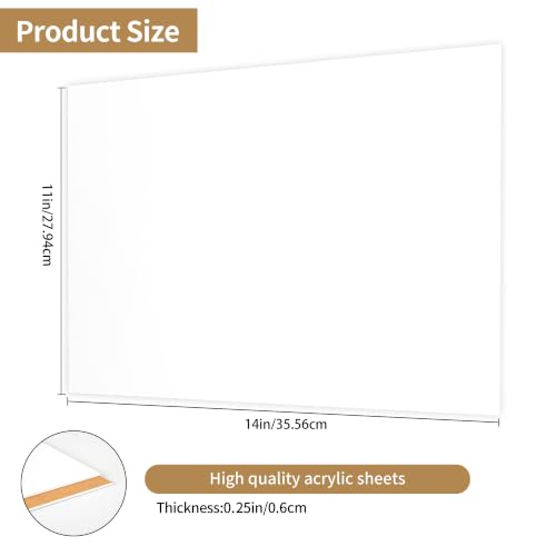 Image of 11 x 14 White Acrylic Sheets 1 /4 inch Thick 6mm Frosted Plexiglass Sheet,Suitable for Painting, Handicrafts (1, Matte White, 11 x 14 x 1 /4)