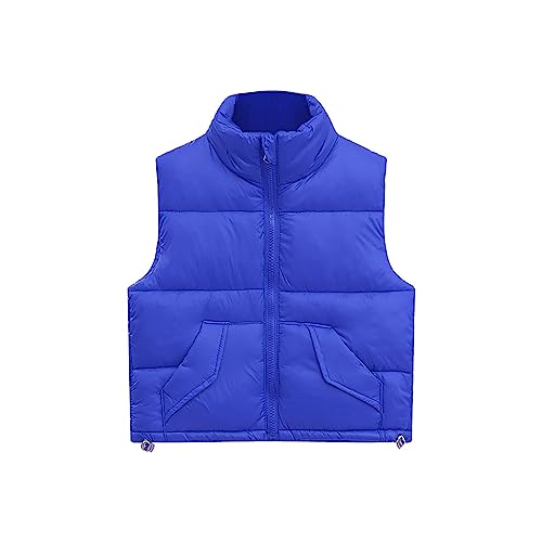 Boys Girls Vest Puffer Quilted Jacket Sleeveless Puffy Down Vest Zipper Kids Lightweight Warm Waistcoat Winter Clothes Pocket