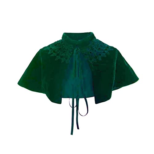 Velvet Cape Short Lace Shawl Lolita Cloak for Women Green