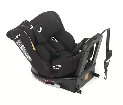 Nurse Jet i-Size, Silla de Coche, 40 a 150 cm, Giro 360 grados, Isofix y Top Tether, Contramarcha Cara Marcha, Negro