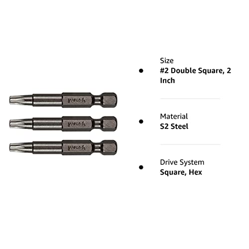 8 Point Star Bit. Vega Double Square #2 Professional Grade 2 Square Drive Torx 2” Bit Set. 150Ds02A-3 (Pack Of 3) #TOP4
