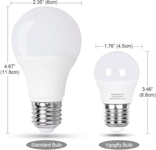 Image of Vgogfly LED Refrigerator Light Bulb 40W Equivalent 120V A15 Fridge Waterproof Bulbs 5 W Daylight White 5000K E26 Medium Base Freezer Ceiling Home Lighting Lamp Non-dimmable(1 Pack)
