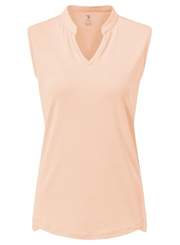 Image of BGOWATU Women's Golf Polo T-Shirts Sleeveless V Neck Collarless Tennis Shirts UV Protection Quick Dry Lightweight