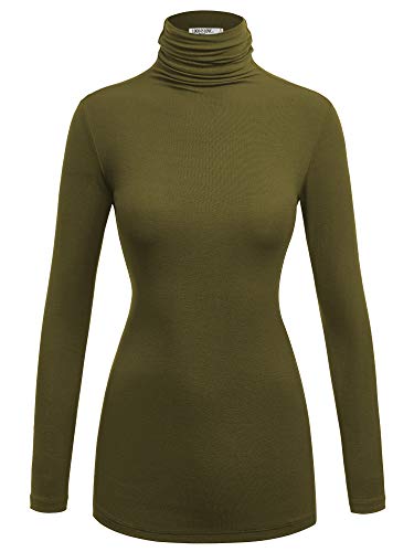 Image of Lock and Love Women's Turtleneck Top Lightweight Long Sleeve Slim Fit Pullover, Soft Rayon Stretch Layering Basic, S-3XL