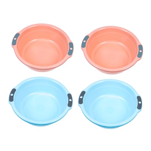 Beaupretty 4pcs Mid-size Hanging Wash Basins with Double Handles, Thickened Home Bathroom and Kitchen Handwashing Foot Basins, Portable Laundry and Washing up Bowls for Household Use Random Color