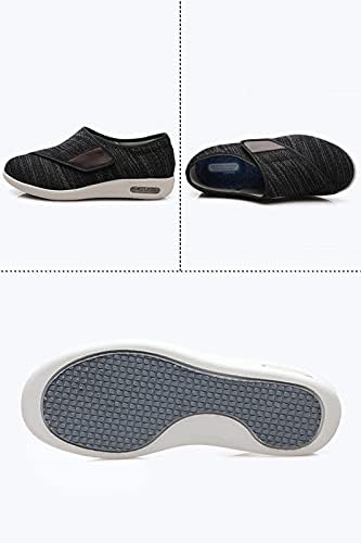 youyun Diabetic Shoes for Elderly Wide for Women Walking Shoes Adjustable Closure Breathable Lightweight Width X-Wide Non Slip Air Cushion Sneakers for Swollen Feet Edema,Black Grey 7