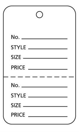 Large White 2 Part Perforated Price Coupon Tags / 1000