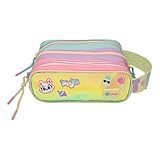 PUKET - Estojo Escolar Triplo Color Block Menina Cor Rosa Colorblock