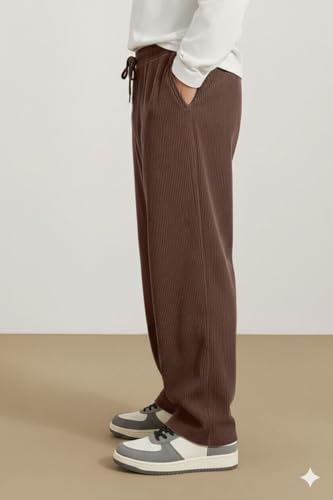 Image of INKKR Men's Polyester Causal Lightweight Elastic Waist with Drawstring Comfortable Loose Fit Trouser Pant