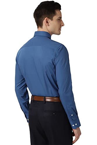Image of Peter England Men Blue Full Sleeves Formal Shirt