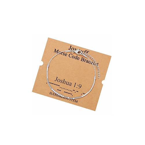 Image of JoycuFF Inspirational Morse Code Bracelets for Women Silver Beads Jewelry Encouragement Mantra Gifts for Her