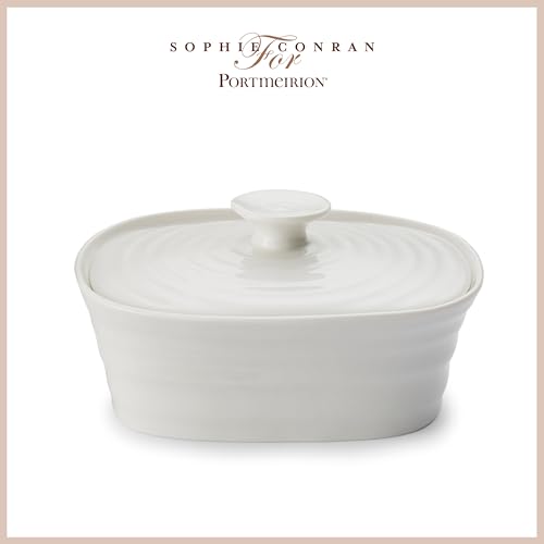 Portmeirion x Sophie Conran Porcelain Butter Dish with Lid - White Ceramic Butter Dish with Handle, Great Gift for Farmhouse and Kitchen Lovers - Image 4