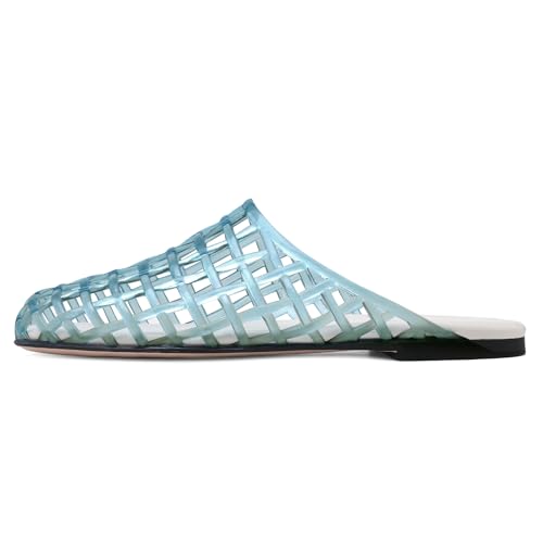 Clear Jelly Shoes for Women Slip on Jelly Mesh Slides Comfortable Closed Toe Flats Sandals Summer Beach Slippers.