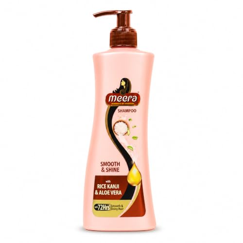 Image of Meera Smooth & Shine Shampoo with Rice Kanji & Aloe Vera | Up to 72 Hours Smooth & Shiny Hair | Nourishes & Softens Hair | Suitable for Men & Women | 340ml