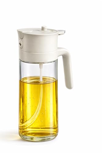 Image of Zollyss 2 in 1 Oil Dispenser and Sprayer, Glass Bottle with Fine Mist Spray Nozzle, Anti-Drip Pour Spout, Comfortable Handle Grip for Cooking and Salad (2 in 1 Oil Sprayer & Dispenser(600ml))