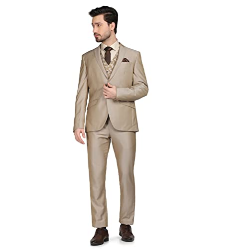Image of Blackberrys Men Red Solid Slim Fit Suits