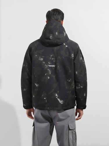 Image of The Indian Garage Co Men Regular Fit Long Sleeves Hooded Printed Jacket