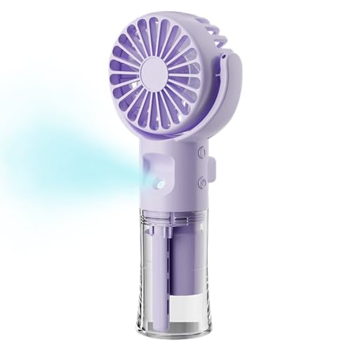 Ventilador Nebulizador de Mano | Ventilador Manual Recargable con Pulverizador de Agua,Dispositivo Portátil de Enfriamiento con 4 Velocidades y Pulverizador para Senderismo Camping Exteriores