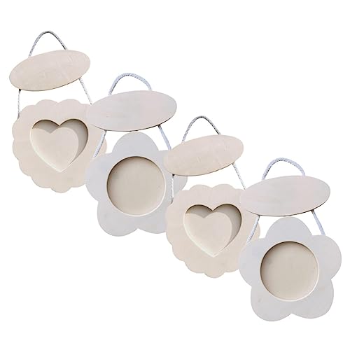 PRETYZOOM Diy Clay Painting Frames 4pcs Wooden Craft Frames for Boys and Girls Lightweight Design