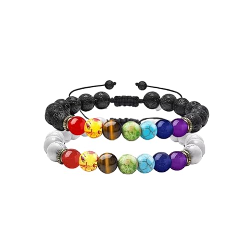 2 PCS Rainbow Chakra Bead Bracelets for LGBTQ