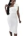 Mokoru Women's Sexy Ruffle One Shoulder Sleeveless Bodycon Party Club Midi Dress, X-Large, White