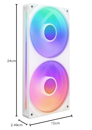 NZXT F240 RGB Core - Unidad de 240 mm con 2 ventiladores RGB de 120 mm - Control de velocidad e iluminación - Alta presión estática y flujo de aire - 8 LED aRGB por ventilador - Blanco - imagen 12