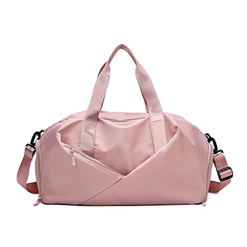 Bolsa feminina Oxford de tecido para academia, bolsa de ombro, bolsa de ombro, separação molhada e seca, dobrável, grande capacidade, para treinamento, viagem, academia,, rosa, large