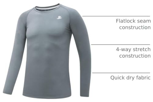 Image of DEVOROPA Youth Boys Compression Shirt Long /Short Sleeve Football Baseball Undershirt Quick Dry Kids Sports Baselayer Crewneck