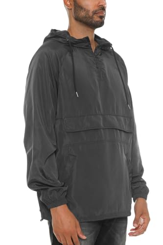 Image of WEIV GEAR Men's Full Zip Hooded Lightweight Windbreaker Anorak Jacket