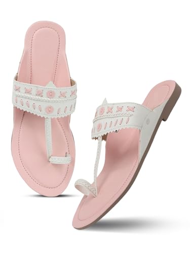 Image of SilverArrow womens Folk Bella Fashion Sandals|Kholapuri Style Flat With Open Back |Casual Wear