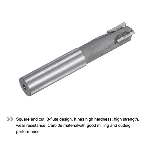 Image of uxcell Square Nose End Mill, 14mm Cutting Dia Tungsten Carbide Tip 3 Straight Flutes Milling Cutter with 14mm Straight Shank, 2pcs