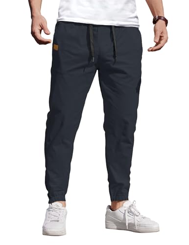 COOFANDY Herren Hosen Cargo Cargo Hose Chino Hose mit Taschen Casual Jogger Sporthose Freizeithose Schlupfhose Slim Fit Dunkelblau XL