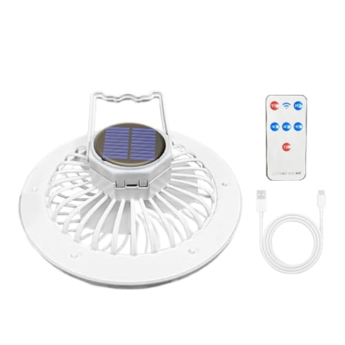 Ventilateur Solaire de Camping avec Télécommande et Lampe LED Rechargeable