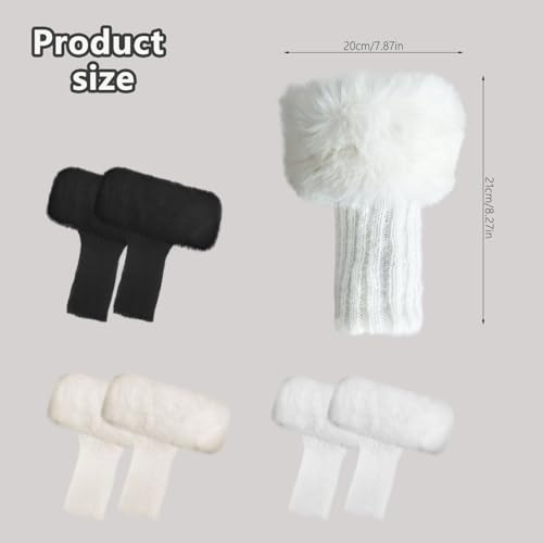 Tahonuss Women Faux Fur Leg Warmers Plush Leg Boot Covers Short Furry Fuzzy Boot Socks Topper Girls Winter Knitted Foot Cuffs2