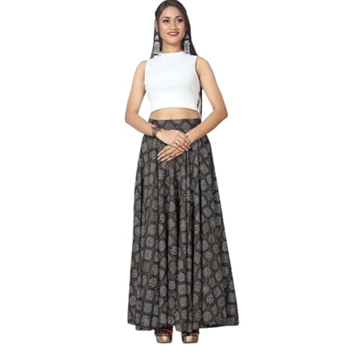 Image of JYESHTA Women's American Crepe Flared A Line Stitched Long Skirt with 12 Mtr Flare 40 in Height | Skirts for Women Long Length | Long Skirts for Girls