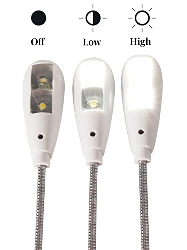 Kyfreshpower Led Usb Reading Lamp Light With 2-Brightness Dimmable Setting, Flexible Gooseneck Usb Light For Notebook Laptop Keyboard, Powerbank(On/Off Switch, 1 White+1 Mini Usb Light) #TOP2