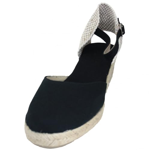 Espadrilles en coton femme Salvi Edna anti-mal de pieds avec talon demi-coin stable