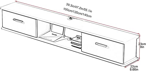 Meuble TV flottant 140cm étagère rangement suspendue salon - 7