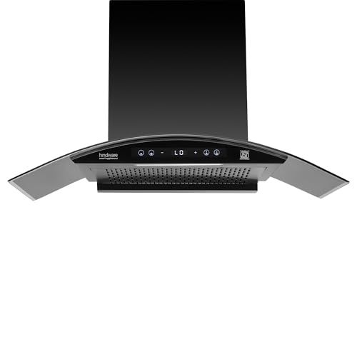 Hindware Smart Appliances Amyra BLDC 90cm | 1400 CMH | Filterless | Autoclean | Curved Glass | Motion Sensor, Touch Control | Wall Mounted Chimney | 12 Yrs Warranty on Motor, 3 Yrs on Product by Brand
