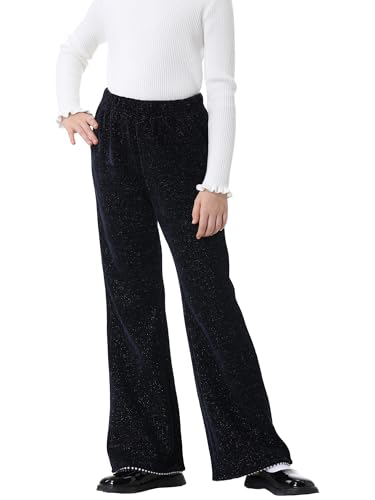 Image of Rolanko Girls Wide Leg Velvet Pants Dressy Palazzo Pant for Girls Corduroy Pant with Pearls for Christmas Holiday Party 5-12Y